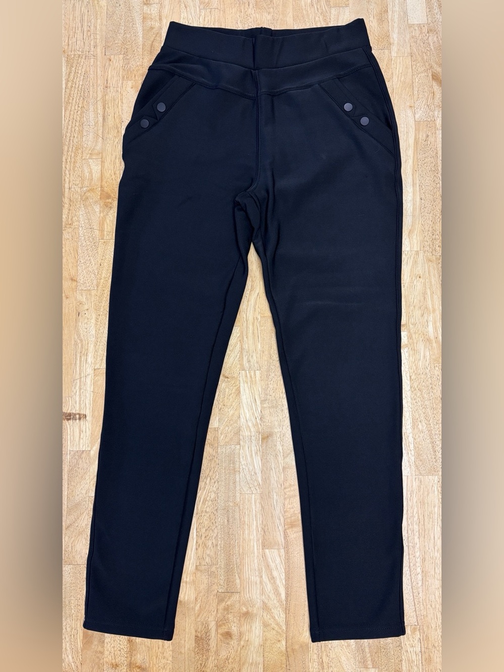 Angel Cult High Waist Black Stretch Pants Small S Button Pocket Skinny Tapered
